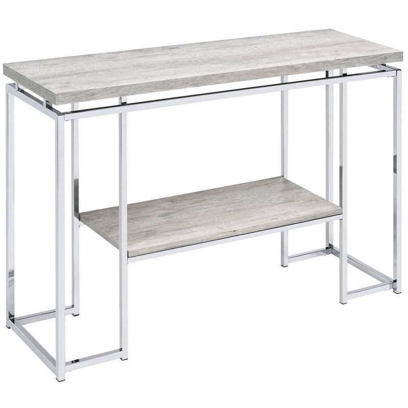 Console industrielle moderne avec tablettes ouvertes - un choix de salon élégant en chêne naturel et fonctionnel