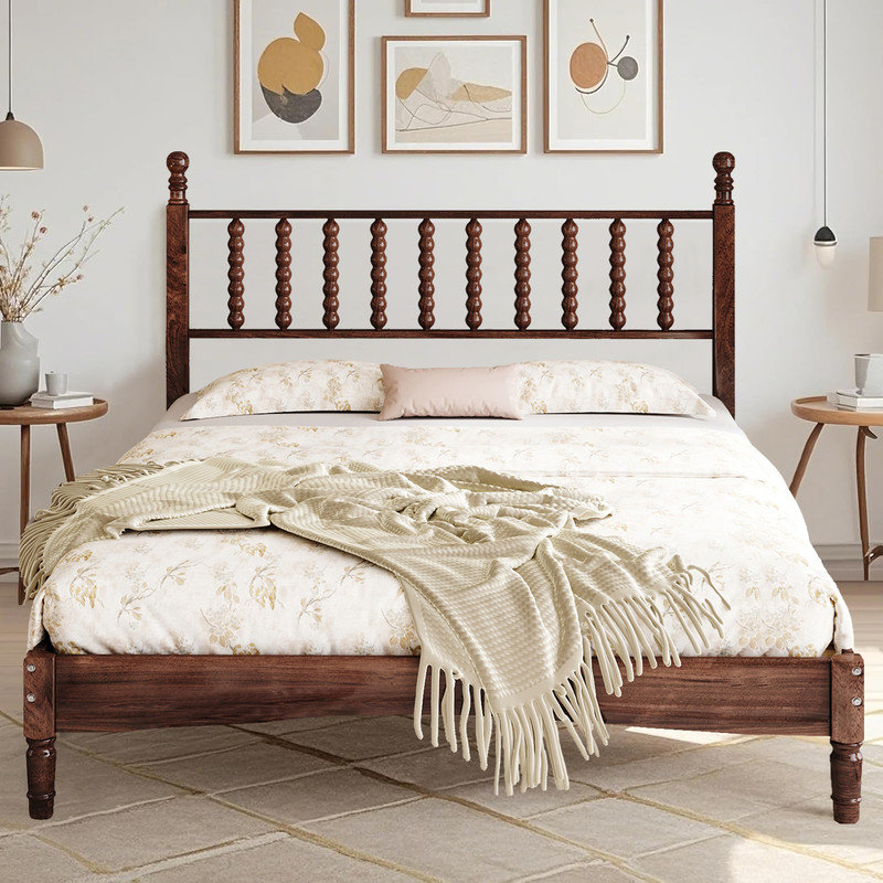 Lit standard en bois massif Auriel, Walnut