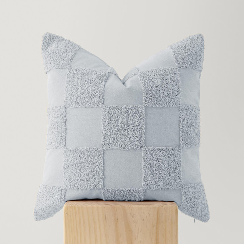 Double Stitch 100% Cotton Throw Pillow Covers - Checkered Tufted Boho Decorative Pillow Covers 20x20, Square Cushion Case, Modern Home Decor for Couch, Sofa, Living Room