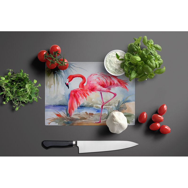 Flamingo Glass Cutting Board Large