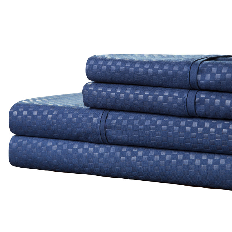 Ensemble de draps 4 pièces, Bleu marine, Ensemble de draps pour très grand lit + 1 drap-ho