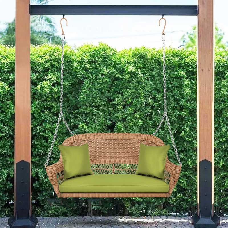 Tarawa 2 Person Porch Swing, Honey, Green