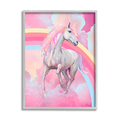 Imprimé de licorne rose et de nuages sur bois par Ziwei Li