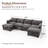 116.5" U Shaped Modular Sofa, Comfy Sectional Couch with Moveable Ottoman for Living Room-999962006