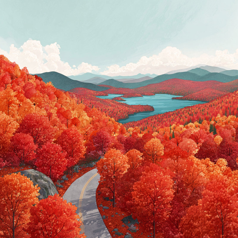 «Scenic Autumn Landscape», art mural sur toile tendue, H 20 po x l 20 po