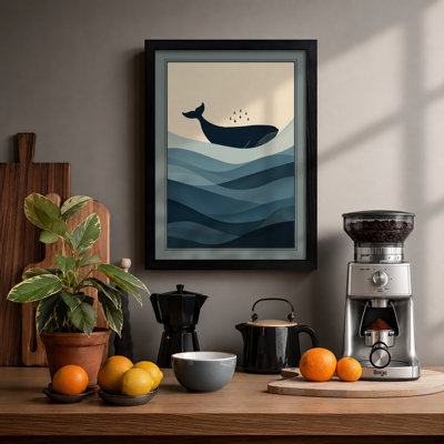 Whale at Surface Coastal - Framed Print