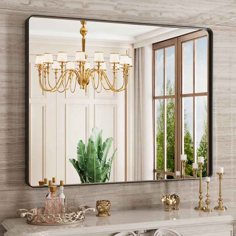 Miroir de salle de bain Corvetta, Noir mat, 40 po x 30 po