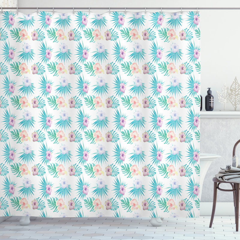 Floral Shower Curtain with Hooks Included, 75" H x 69" W