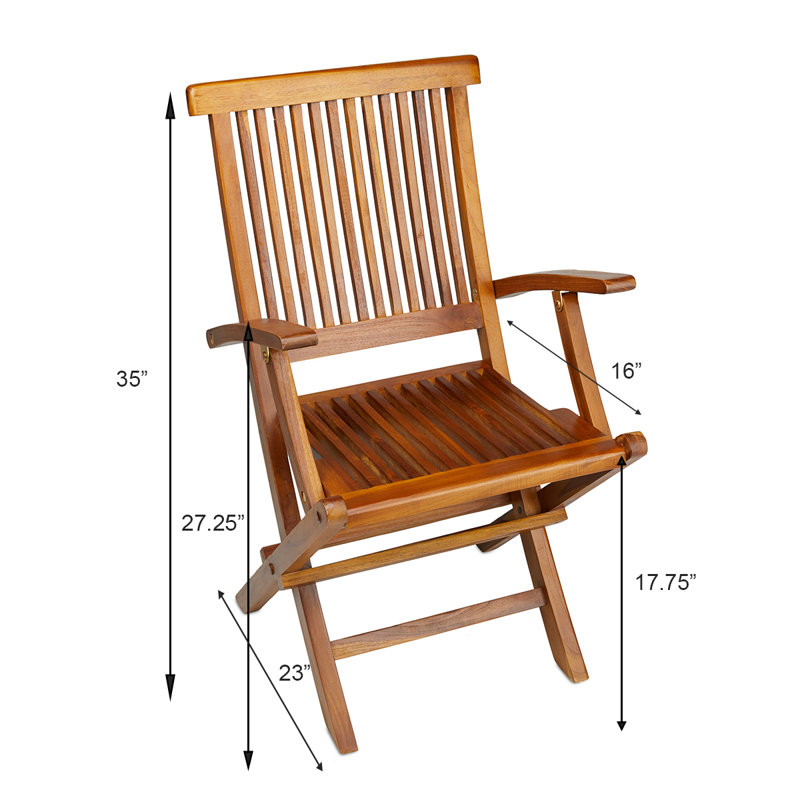 2 fauteuils de patio pliants en teck pour patio