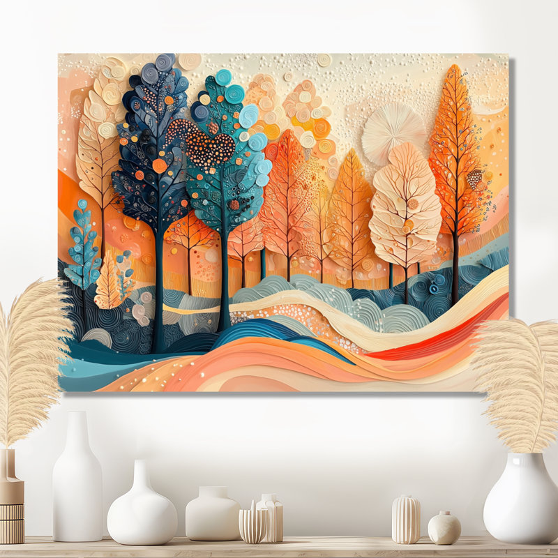 «4 Seasons Forest Trees Dream Fragments I», reproduction d'art traditionnelle en métal, art mural forêt en métal