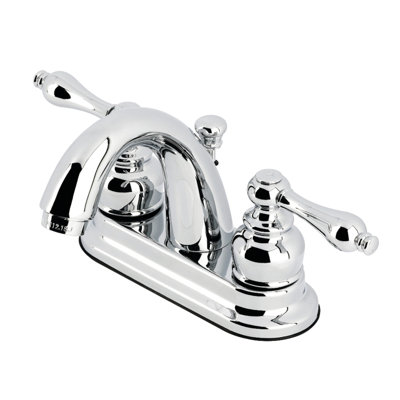 Kingston Brass Restoration Two-Handle 3-Hole Deck Mount 4" Centerset Bathroom Faucet with Plastic Pop-Up