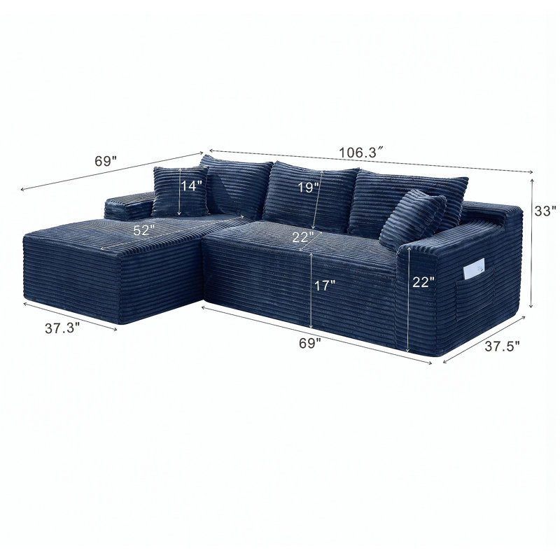 Canapé modulaire 106,3 po Cloud, Blue