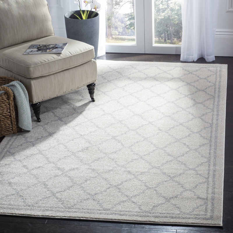 Tapis géométrique Ammundsen, Rectangle 10 pi x 14 pi, Beige / gris clair