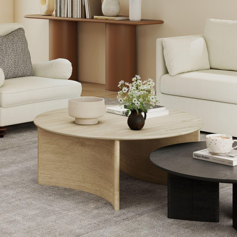 Table basse ronde de 31,5 po avec base courbée, Natural