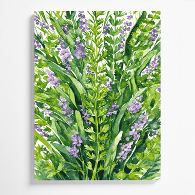 Art mural aquarelle sur toile vert botanique