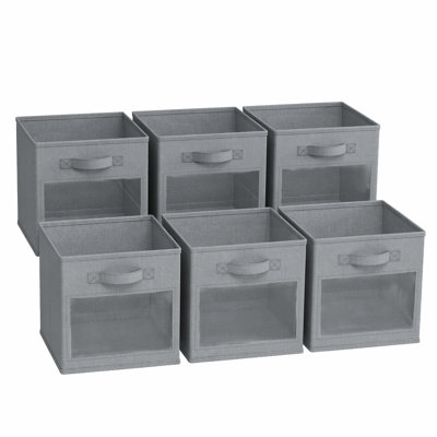 Storage Cubes with Clear Windows, Set of 6 Fabric Bins, Foldable Basket Boxes for Closet, Cubby Shelf & Cube Storage Organizer