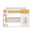 Lit superposé double au-dessus de double avec tablettes de rangement, fenêtre et deux portes-297961758