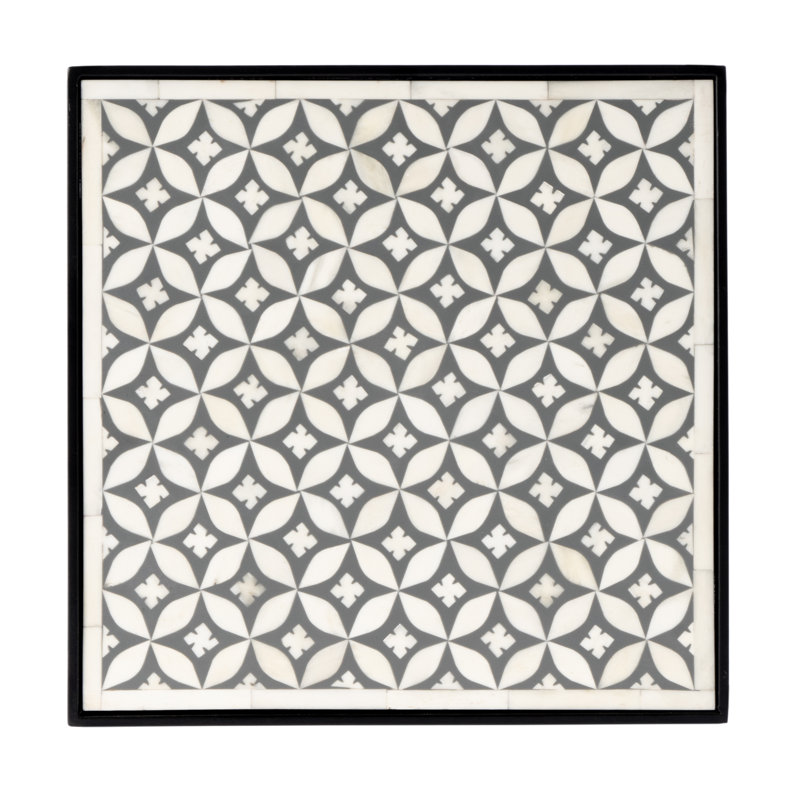 Lana Resin and Bone Inlay Side Table, Gray Bone Inlay