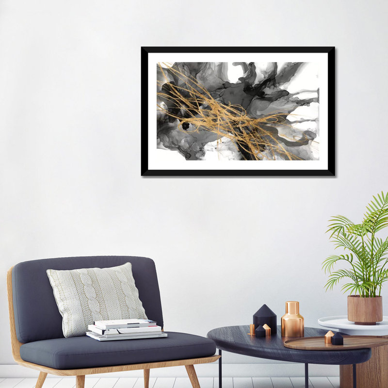 « Golden vortex II » par Jennifer Goldberger, reproduction d’art, H 24 po x l 32 po x P 1 po, Papier encadré noir