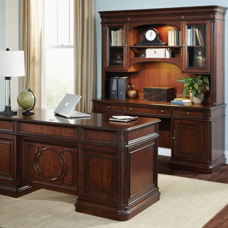 Mattern Executive Desk Office Set w/ Credenza and Hutch