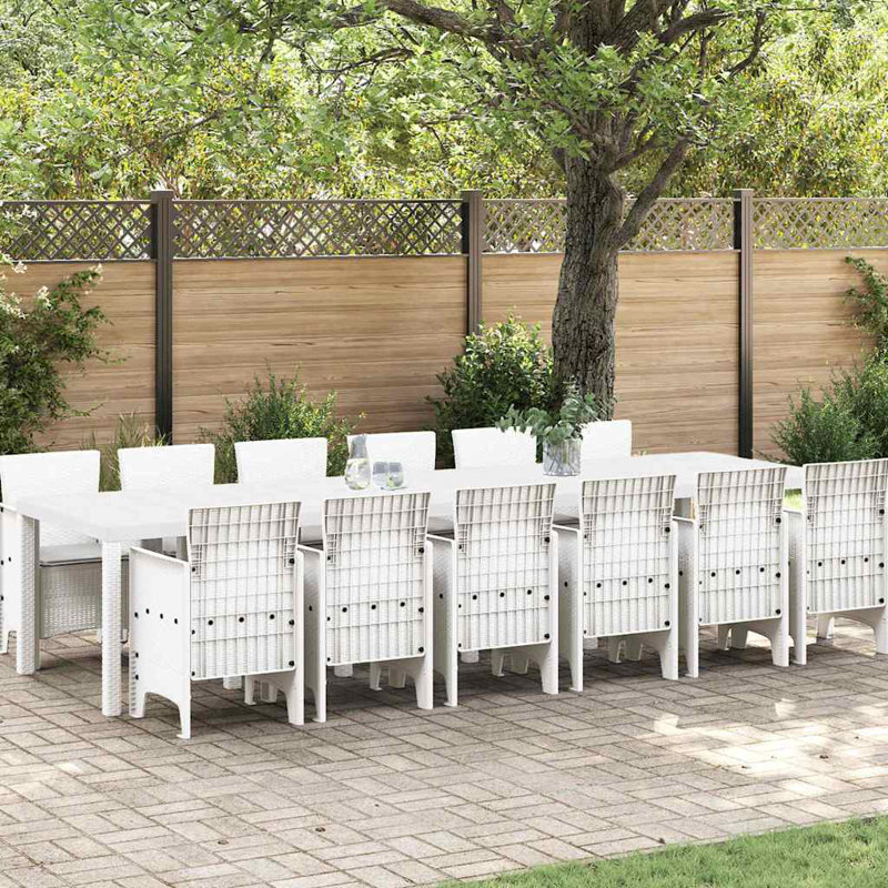 VidaXL White Poly Rattan Garden Dining Set