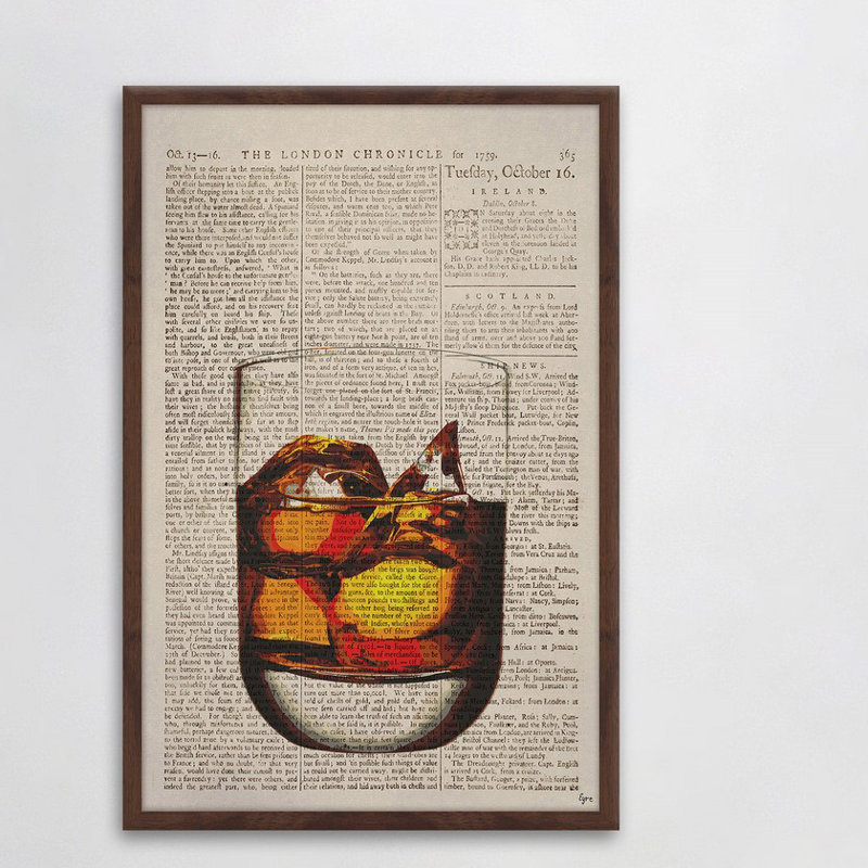 «Rum on Ice» par Eyre Tarney - Reproduction d'art graphique sur papier encadré, H 18 po x l 12 po x P 1,5 po