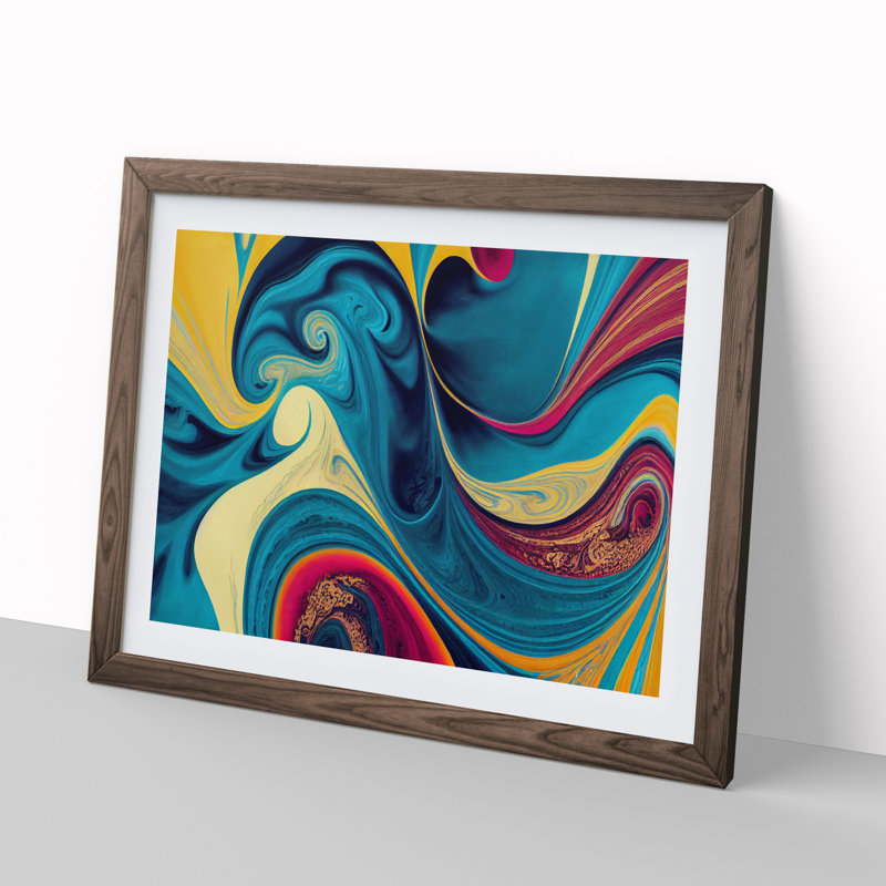 Abstract Marble Art - Framed Print, 34cm H x 46cm W x 2cm D, Walnut