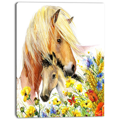 Alfaro cheval et poulain avec prairie - reproduction d'art