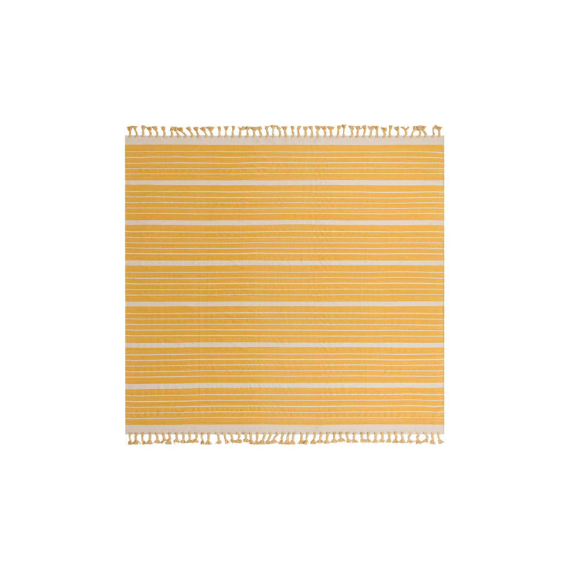Abish Cotton Striped Indoor Rug, Square 7'1"