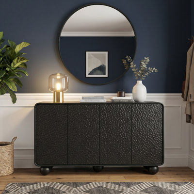 59'' Curved Profile Sideboard Buffet Cabinet, Honeycomb Textured Storage Credenza with Sphere Legs, Accent Console Table for Dining Kitchen Living Room