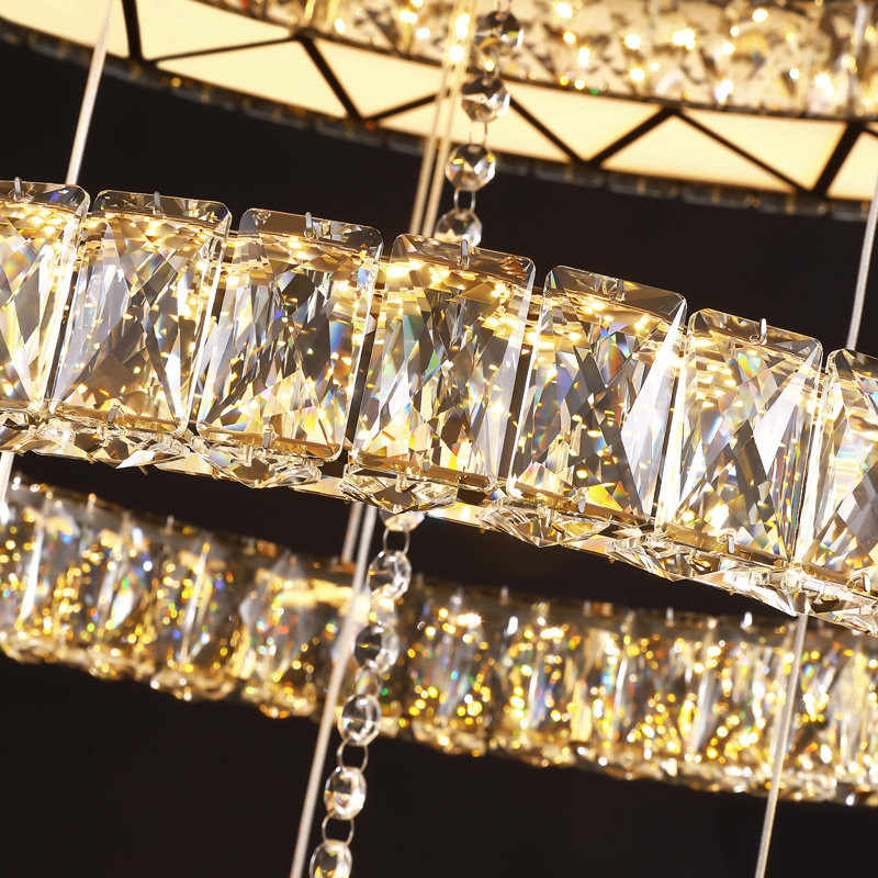 Eulean 31.5" Modern Dimmable 3 Tiered LED Flush Mount Crystal Chandelier