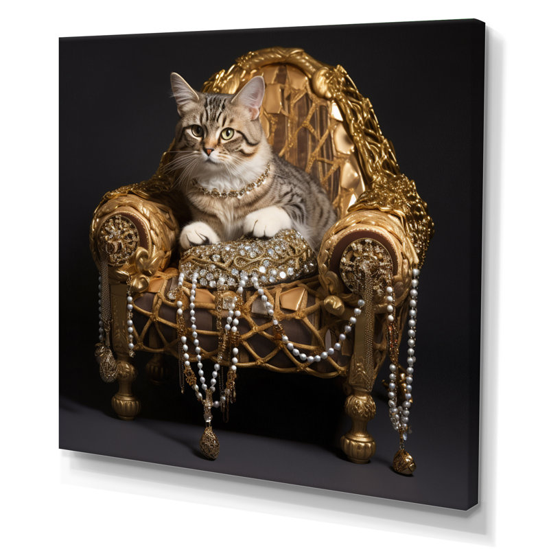 Gangsta Glam Cool Cat - imprimé, H 16 po x l 16 po x P 1 po, Toile tendue