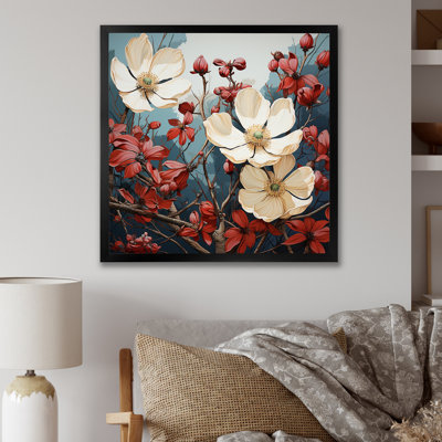Fleur de cornouiller tranquille blanche et rouge II - cornouiller
