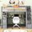 Gray Twin Size Loft Bed With Desk, Shelves, And Drawer Storage Practical Design-73099188-73099189
