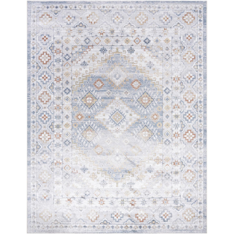 Janiaha Washable Oriental Indoor Rug, Round 6'7"
