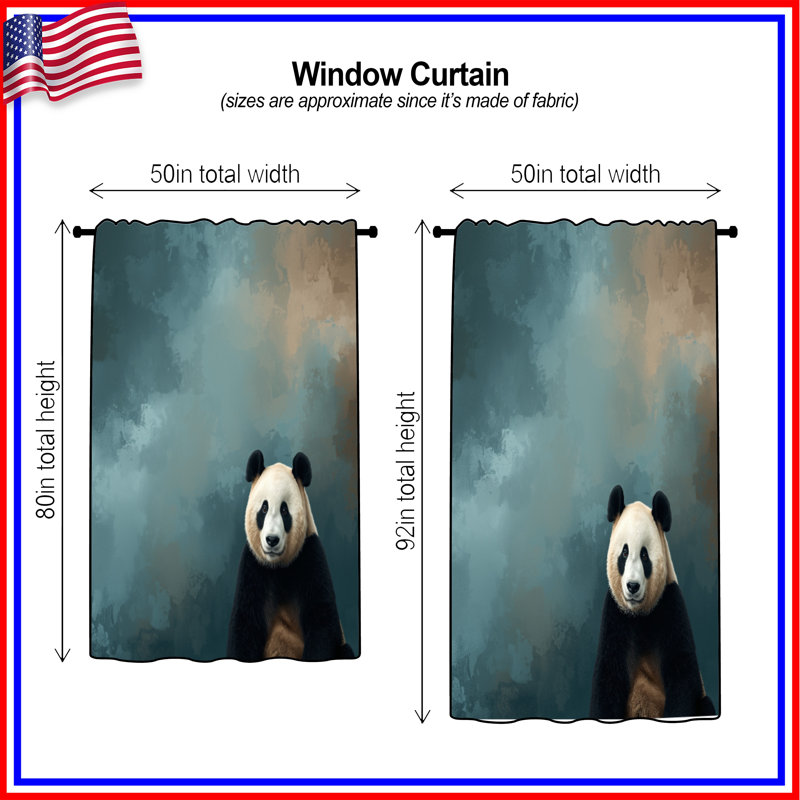 Panda, rideaux occultant et rideaux Panda, 50" x 80" - 1 Panel, Transparent