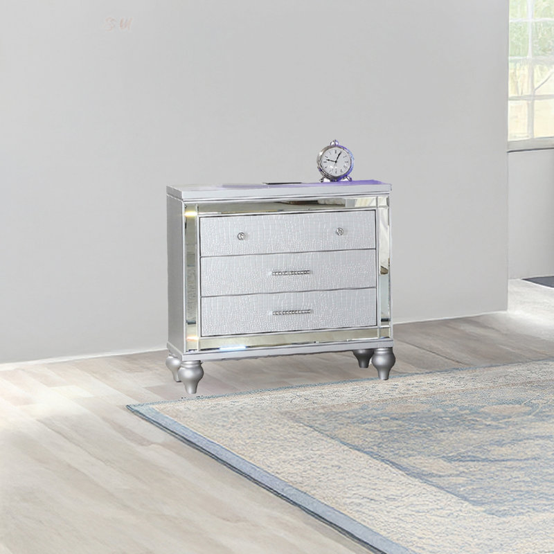 Table de chevet 3 tiroirs Sterling Modern Mirror