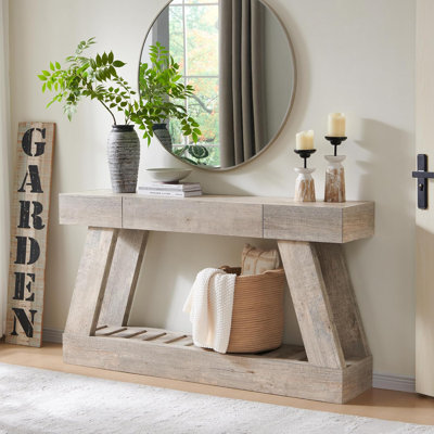 Farmhouse Foyer Table With Drawers