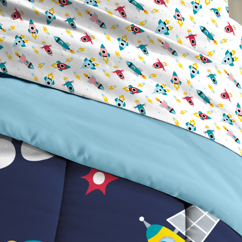 Lit dans un sac Dream Galaxy Space, Édredon simple + 2 draps + 1 taie d'oreiller