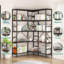 Bibliothèque d'angle à 5 niveaux, étagères industrielles, bibliothèque en forme de L avec rangement et structure en métal robuste pour le bureau de la chambre à coucher-2086521104