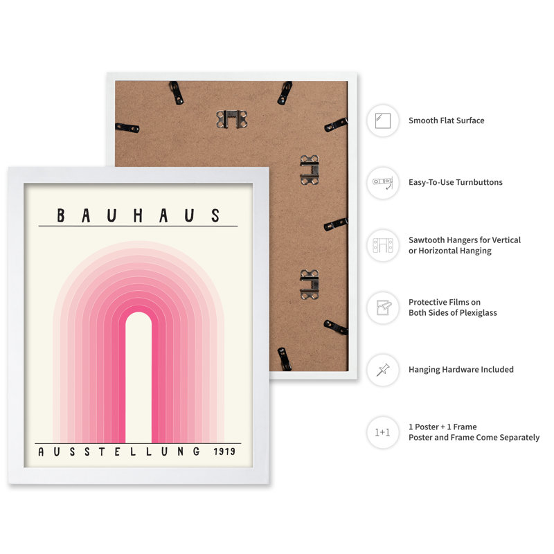 Rose Bauhaus Ausstellung 1919, H 24 po x l 32 po, Affiche, Encadrement blanc