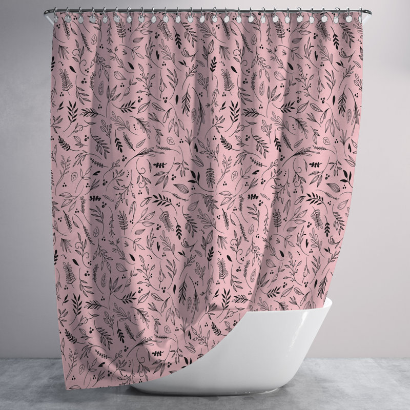 Shower Curtain, Pink/Black, 72" H x 70" W