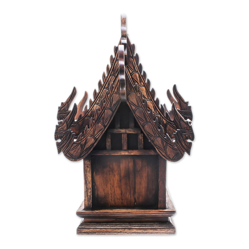 Guardian Spirit Home Teak Spirit House Sculpture
