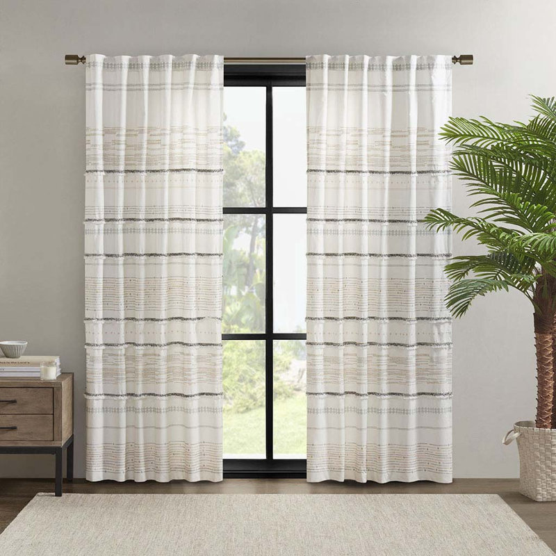 otton Printed Curtain Panel with tassel trim and Lining(Only 1 Pc Panel)