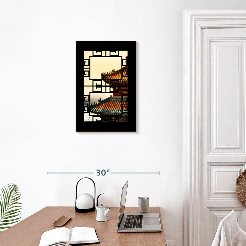 Aime Asian Window Sunset, 24" H x 16" W