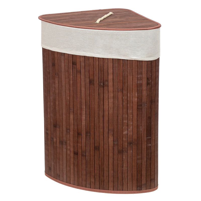 CORNER Natural Bamboo Laundry Basket-WHITE Bamboo Laundry Hamper with Handles, Brown
