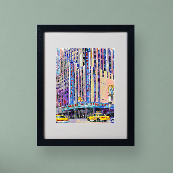 « radio city music hall » par richard wallich, reproduction d’art encadrée, H 14 po x l 11 po x P 0,5 po, Noir