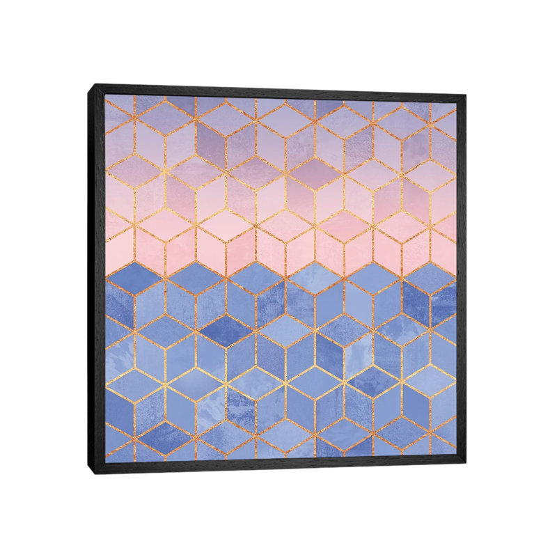 Rose Quartz And Serenity Cubes - Floater Frame Print on Canvas, Black Framed, 66.04 cm H x 66.04 cm W