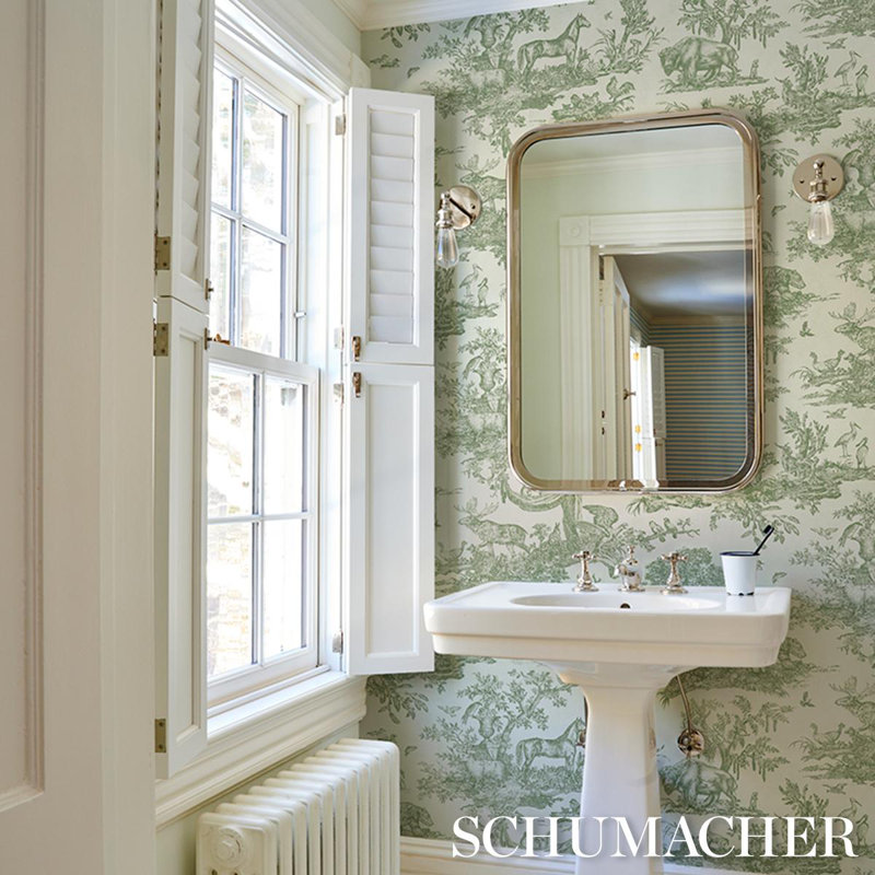 Western Toile Paper Wallpaper Roll, Stone