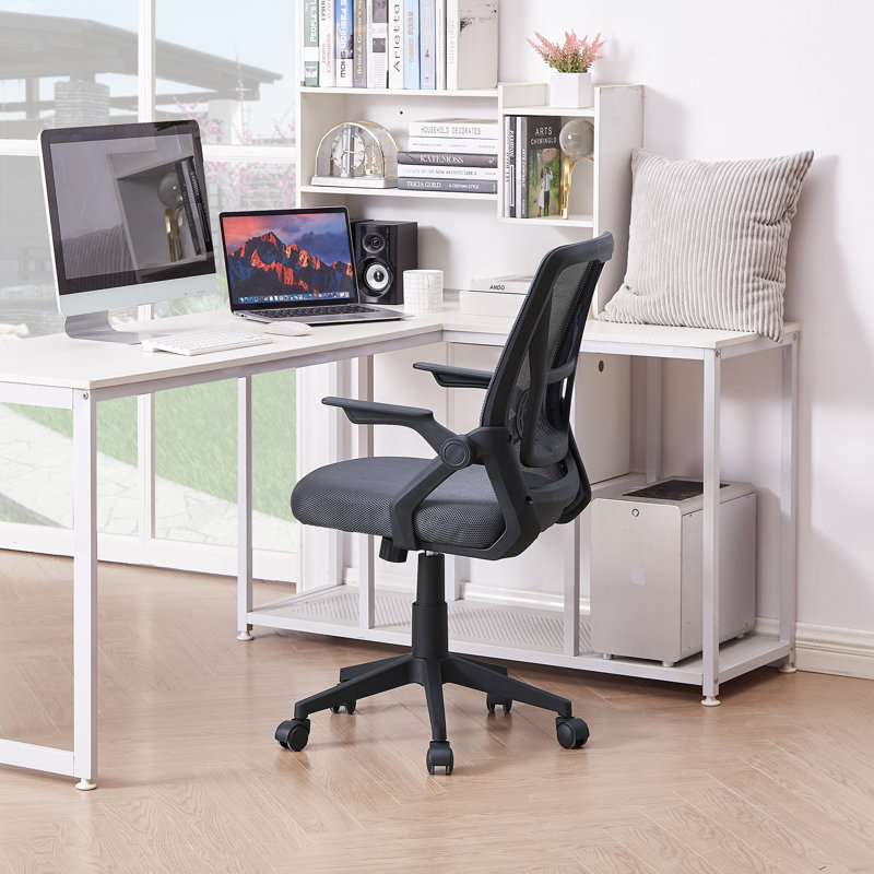 Adjustable Mid-Back Swivel Ergonomic Office Chair with Adjustable Arms, Mesh Lumbar Support, Height Adjustable, Grey